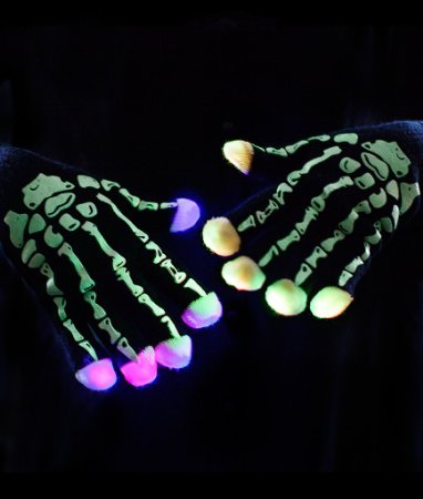 LED na kumikinang na skeleton gloves