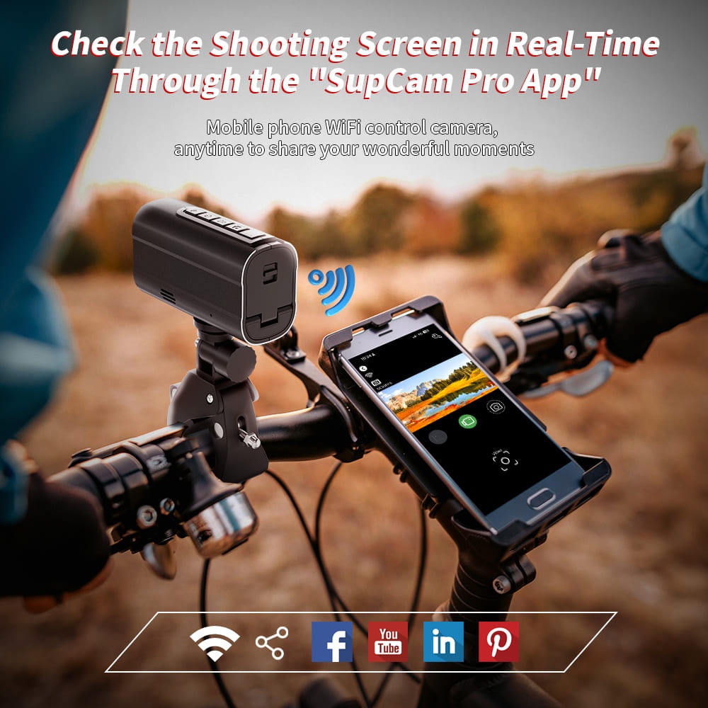 Action camera na may 3W LED light at 6-axis stabilization
