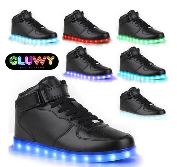 LED shining black boots sneaker
