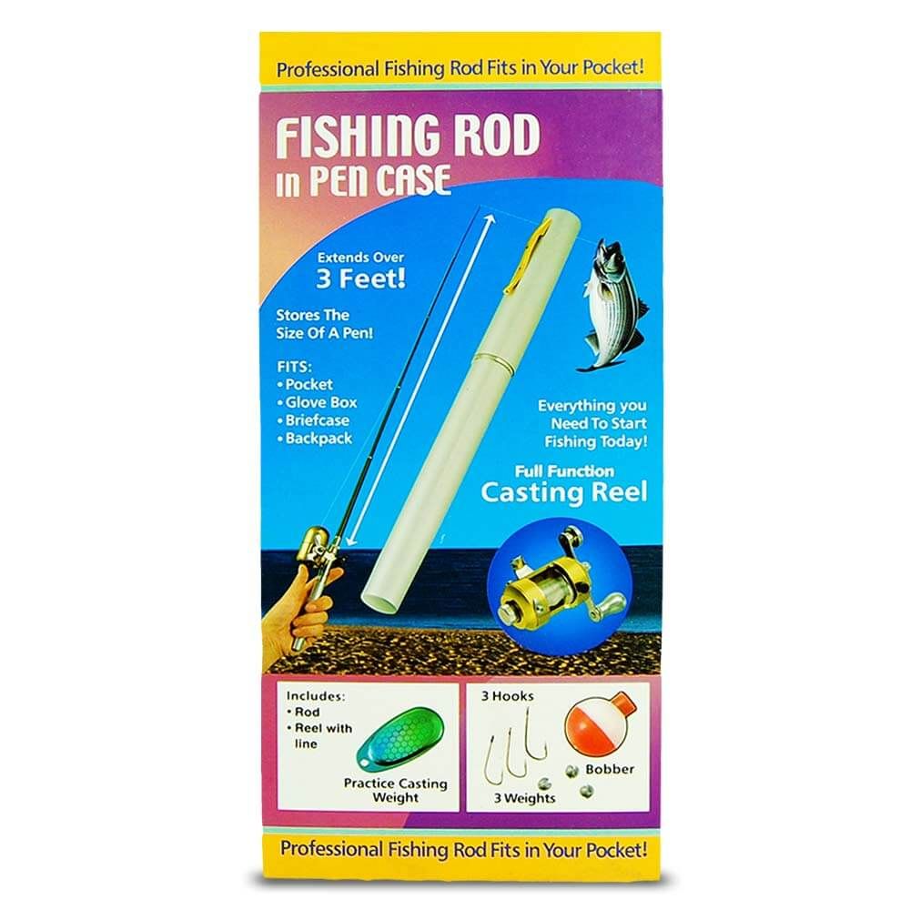 Mini pen fishing rod para sa pangingisda na may reel sa isang panulat - teleskopiko hanggang 1 metro