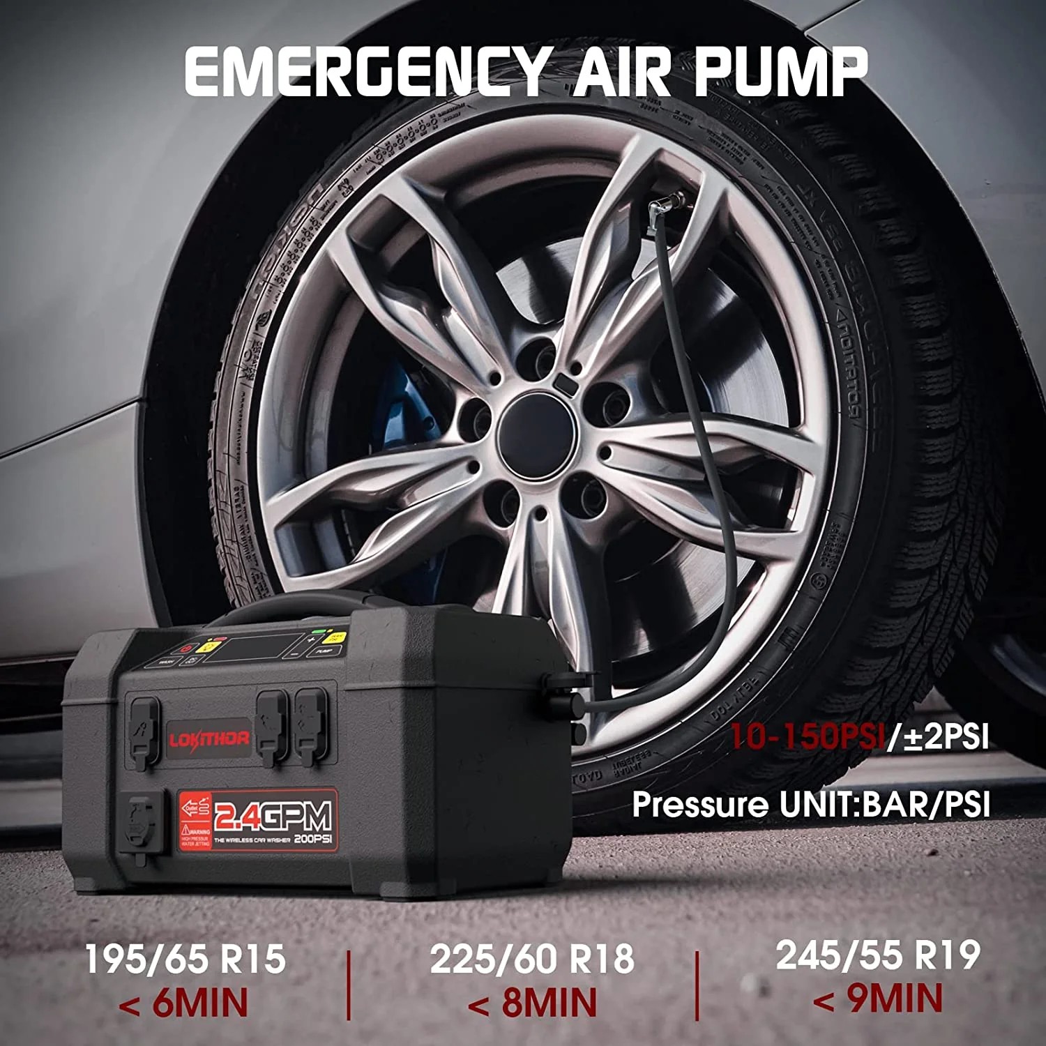 emergency air pump - may jump car starter na 20000 mAh