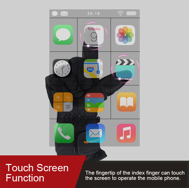 mga guwantes sa taglamig na may touch screen na ibabaw ng daliri para sa mga smartphone
