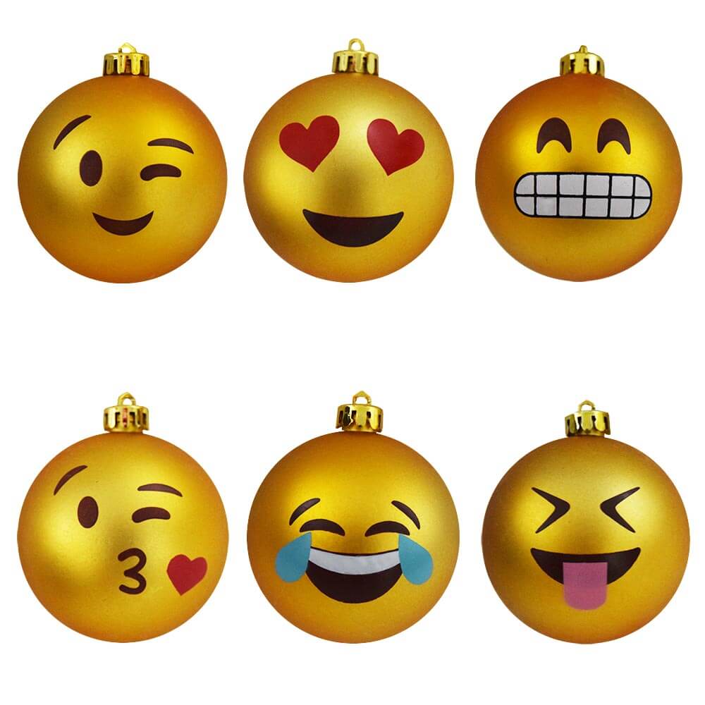 mga bola ng smiley sa mga dekorasyon ng Christmas tree emoticon