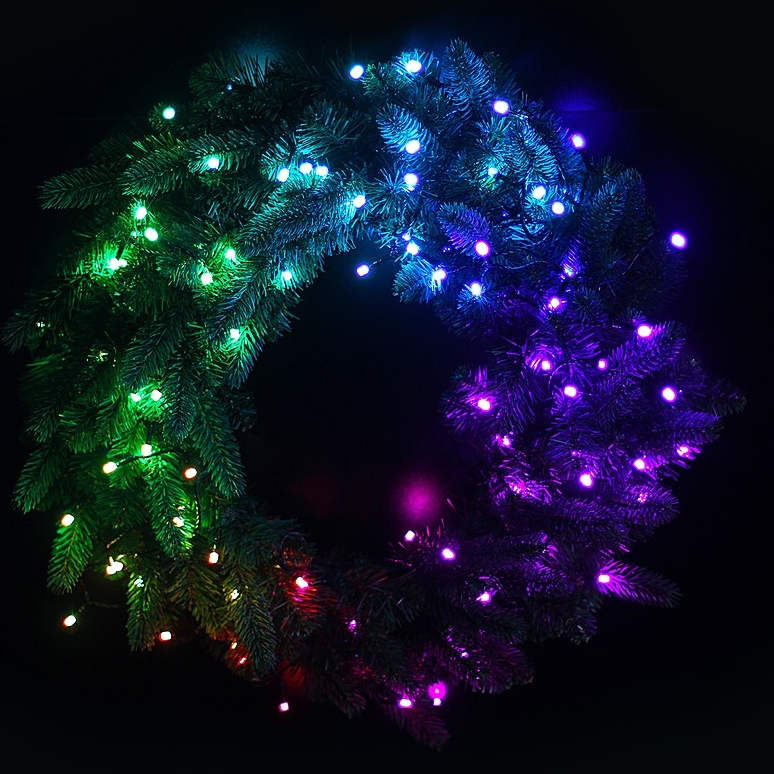 Christmas light wreath