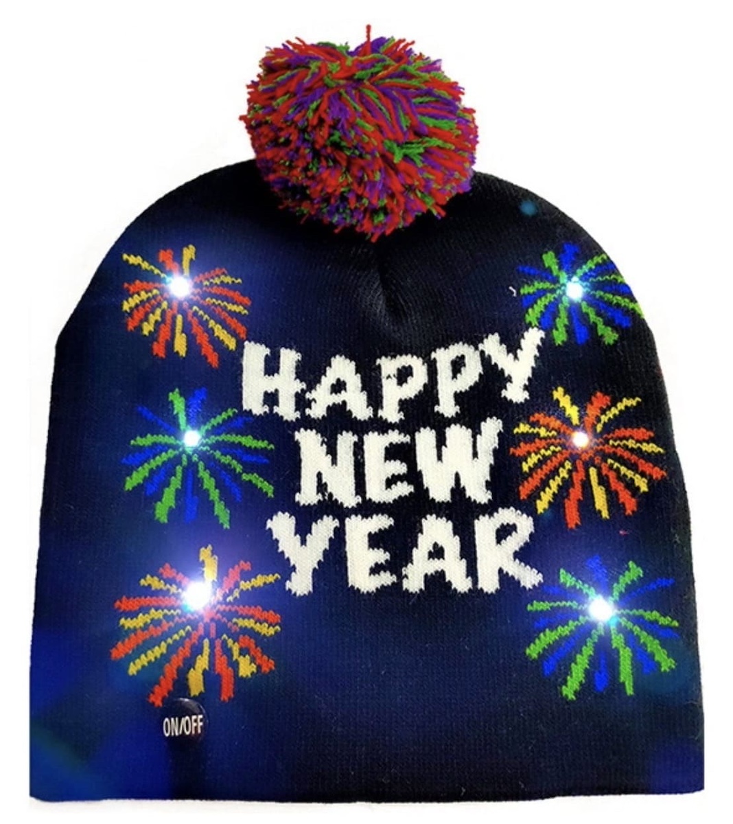 Winter knitted Christmas light-up hat na may LED bulbs - MALIGAYANG BAGONG TAON