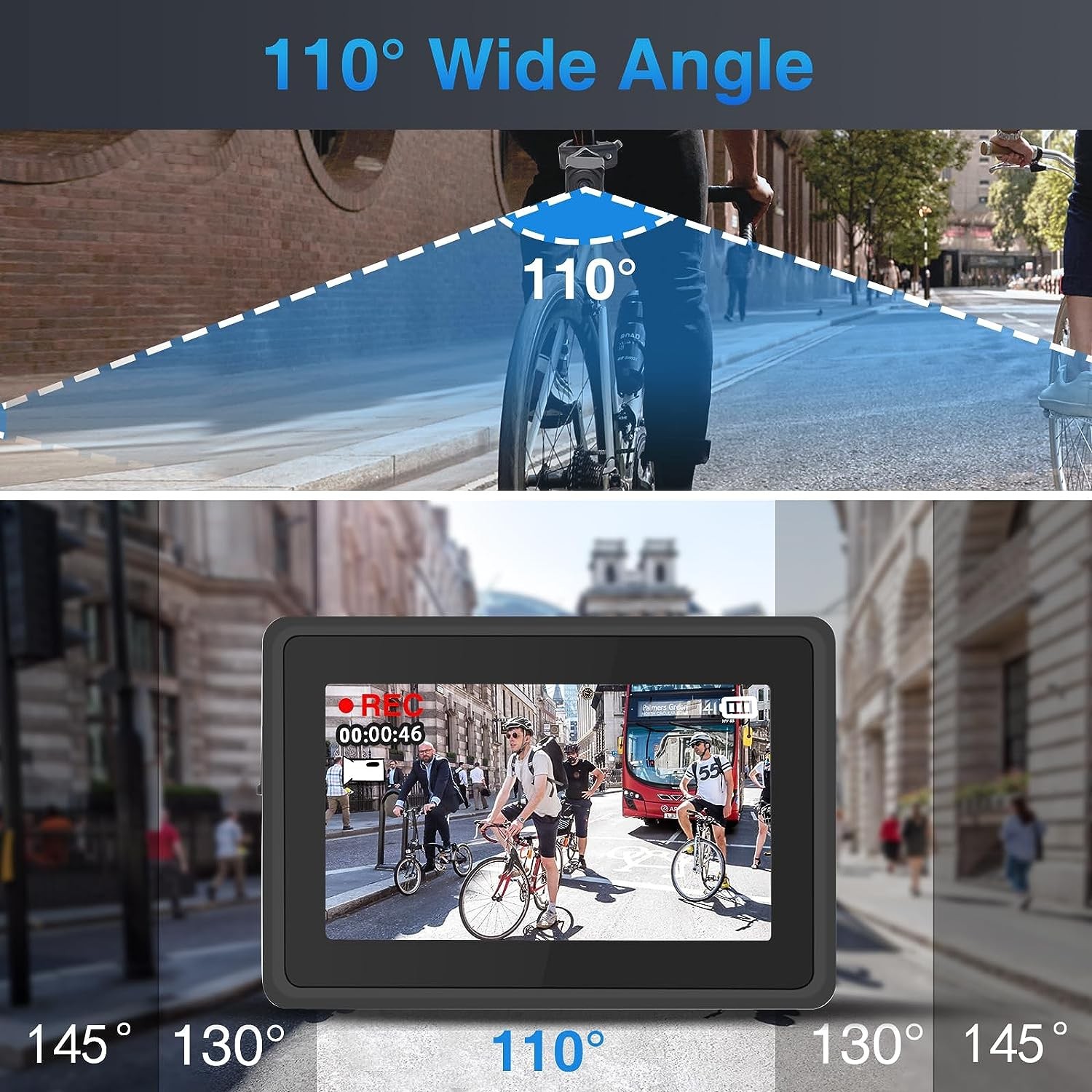 bike camera viewing angle 110 degrees + monitor