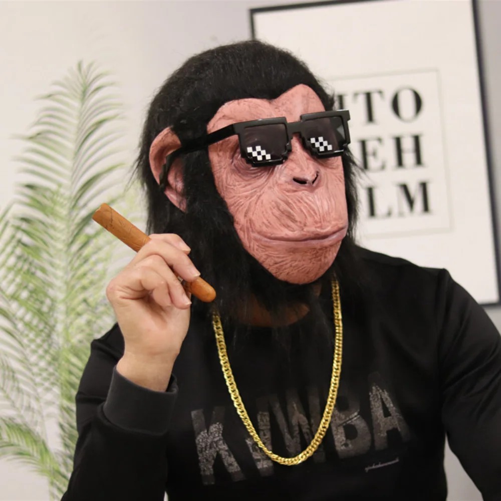 chimp mask monkey face silicone latex mask para sa ulo