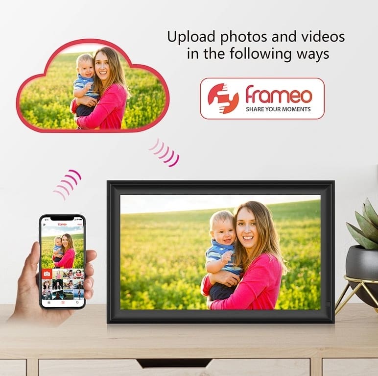 digital photo frame para sa mga larawan wifi app touch screen 15"