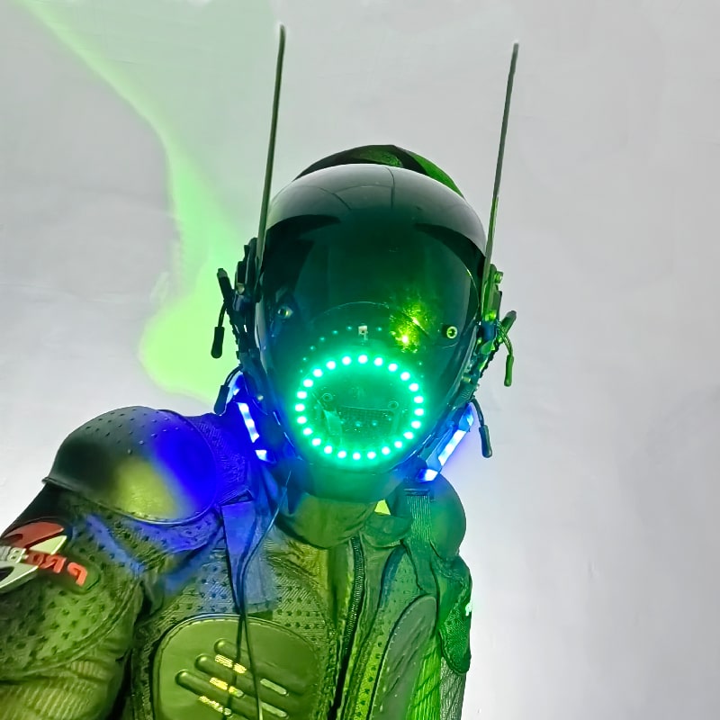 Luminous LED Cyberpunk mask head helmet