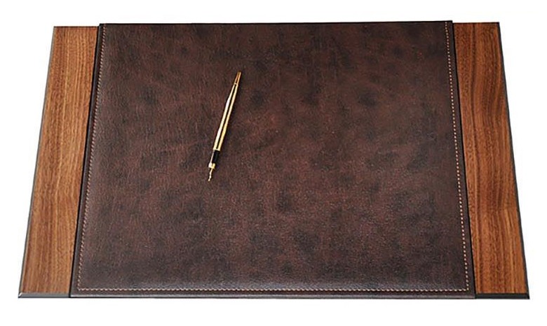 luxury leather at wooden document mat