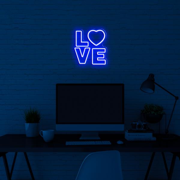 Neon LED sign sa dingding - 3D logo LOVE - na may sukat na 50 cm