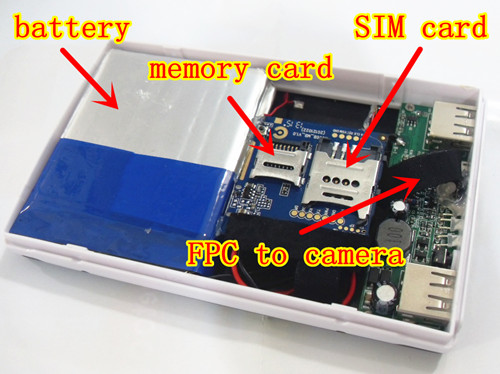 Ang mga bangko ng kuryente ng GSM na may camera sa isang micro SIM card