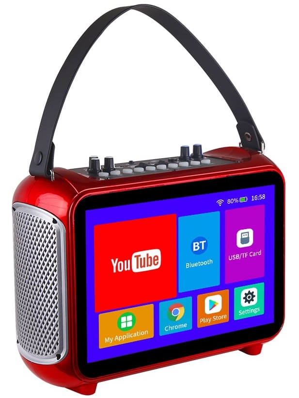 mini portable karaoke set na may display at mikropono
