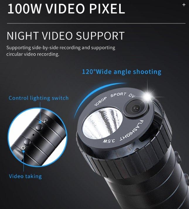 action camera sa isang flashlight