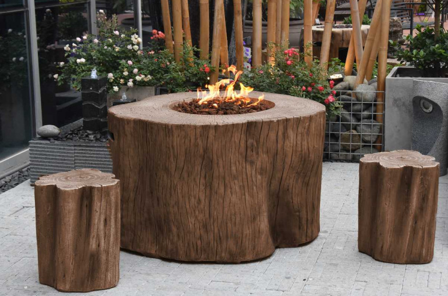 stumps para sa upo fireplace kayumanggi na gawa sa kongkreto