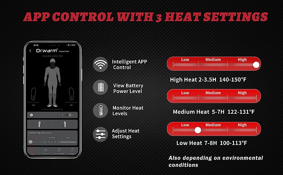 app smartphone para sa electric heated insoles para sa sapatos