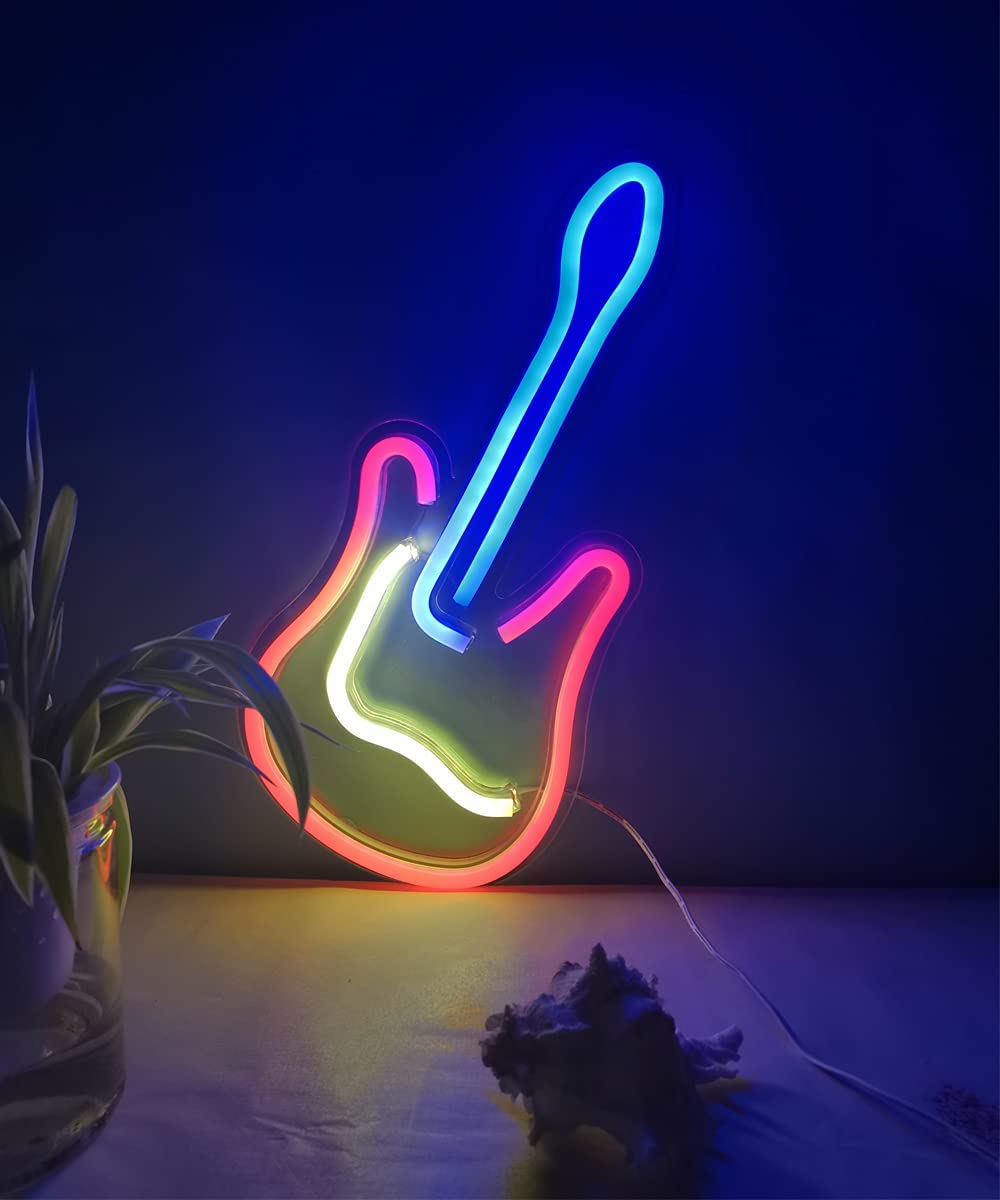 kumikinang na gitara sa dingding - led neon