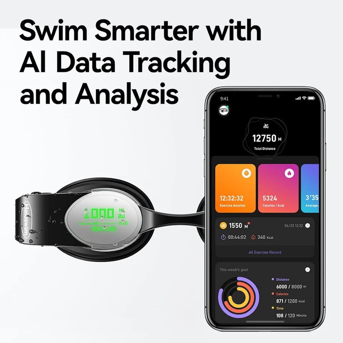 smart Swimming goggles holo swim na may smartphone app