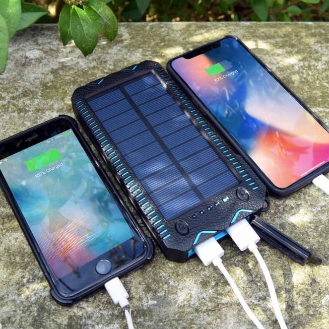 Solar portable charger 20000mAh power + lighter + LED light
