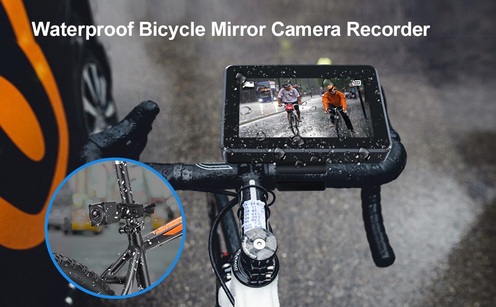 waterproof bicycle camera IP68 na may monitor na may recording