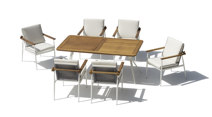 Dining table at chair set - Wooden luxury garden furniture