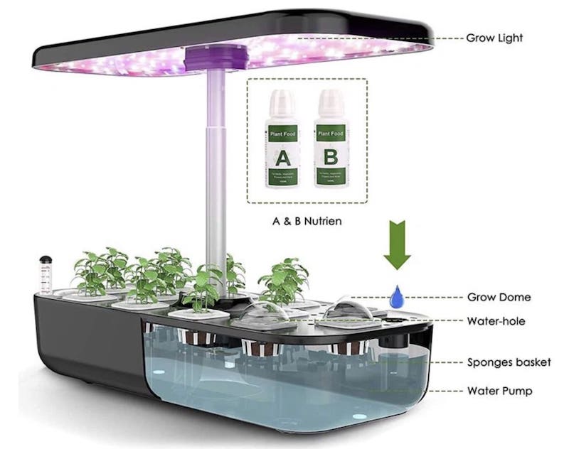 LED GROW lamp (hydroponics) para sa lumalaking halaman - Kit na may 12 kapsula