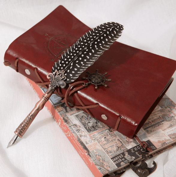 Antique feather pen, luxury quill pen set