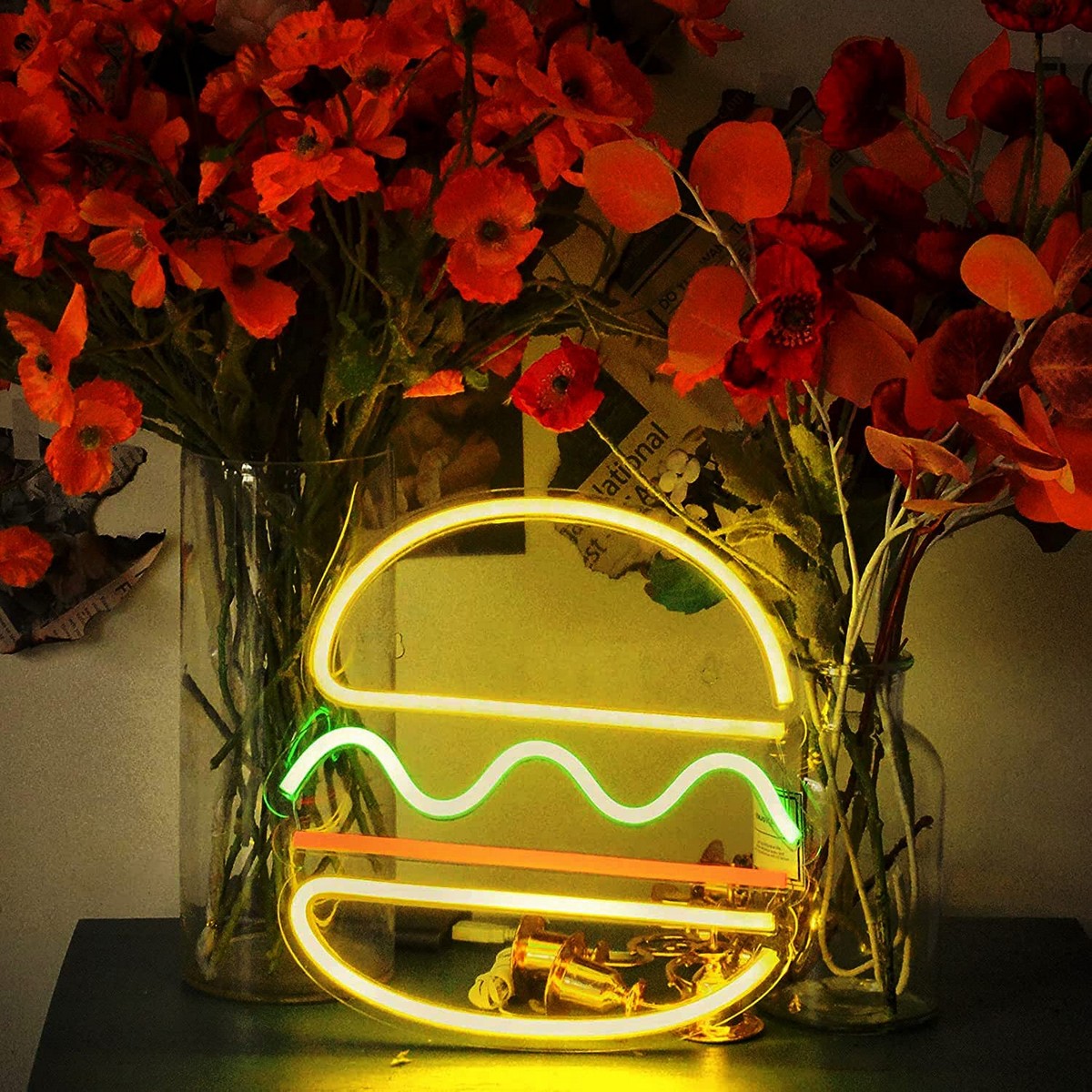 light logo neon restaurant led board - burger hamburger
