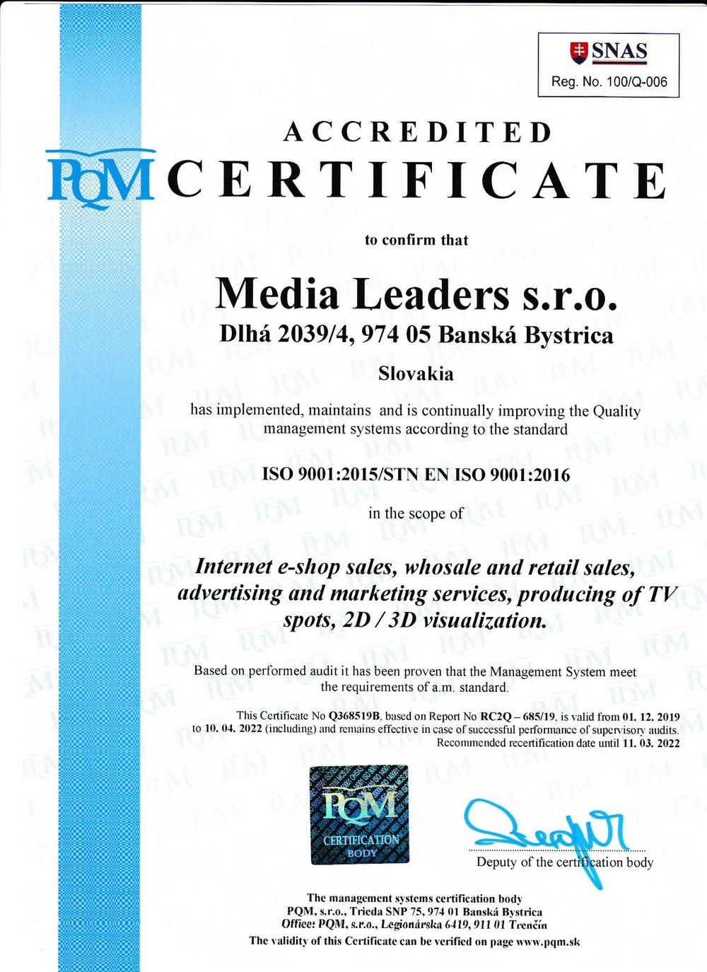 Sertipiko ng ISO media leaders