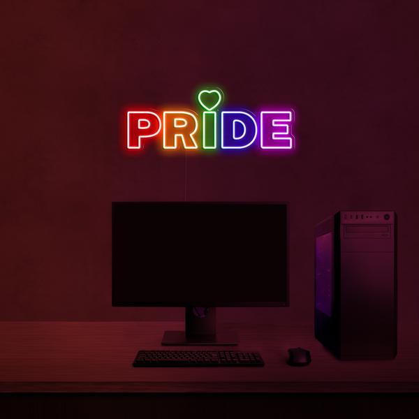 3D neon LED sign sa isang multicolor wall - PRIDE