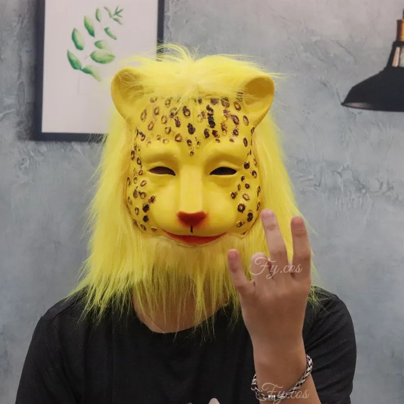 Leopard latex face mask para sa karnabal halloween